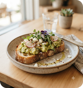 Avocado Toast dengan keju feta dan lobak bernutrisi